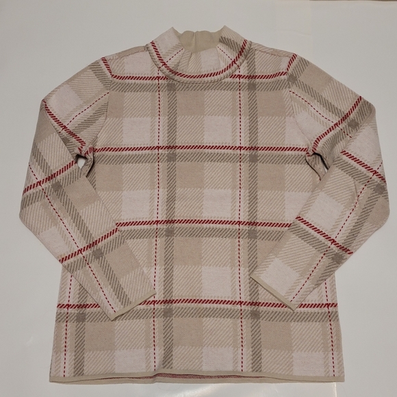 Lands' End Sweaters - Lands end red and beige grid sweater
